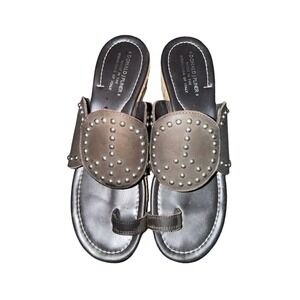 Donald Pliner Sheba Brown Peace Sign Italian Leather Sandals Women Size 10 M